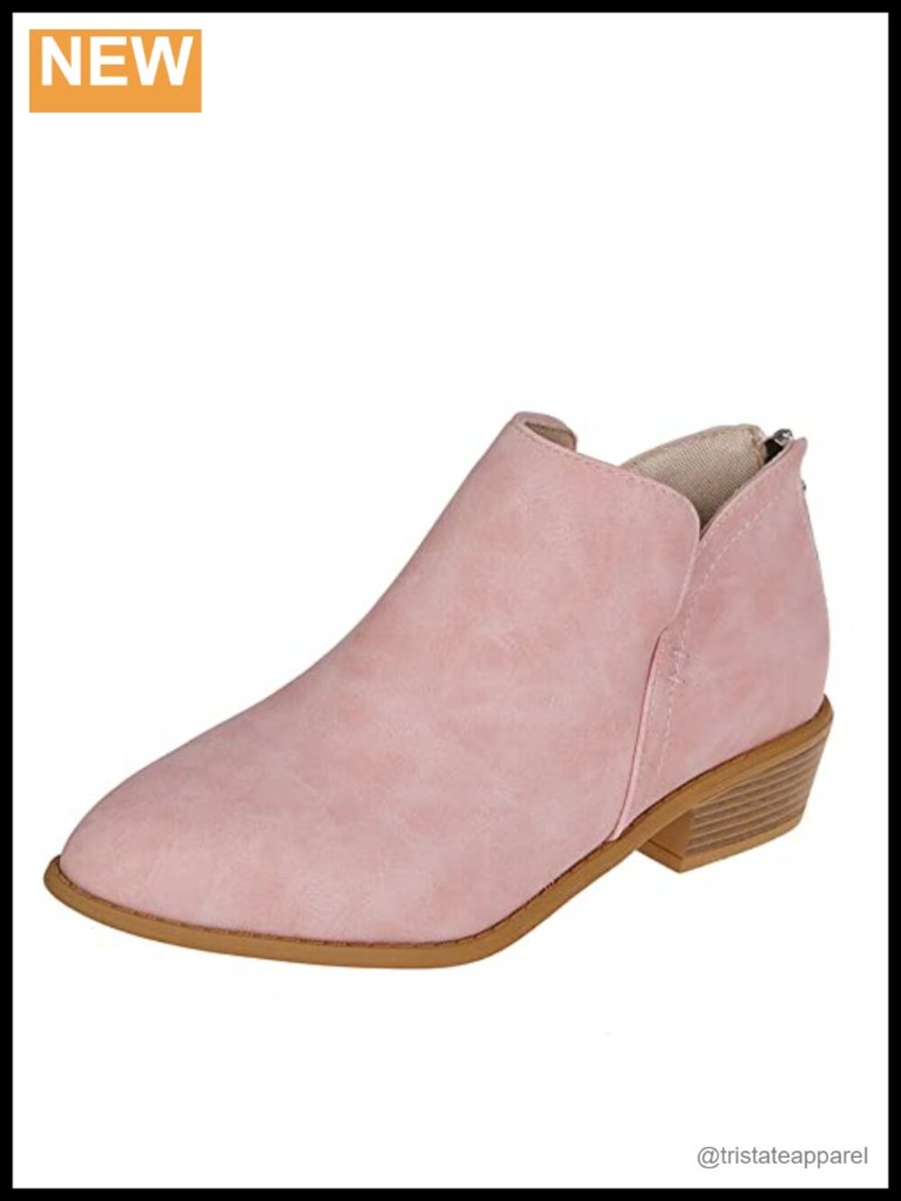 V Cut Fashion Ankle Booties Chunky Block Heel PU Memory Foam Zip